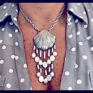 Brighton Shell Necklace with Cascading Pearls